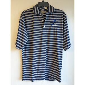 The Rock Sport Men's Short Sleeve Blue Striped Polo Size M F-35 Lightning II